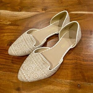 Beige Patterned Flats